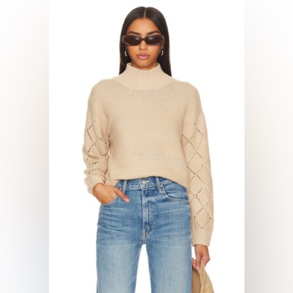 525 AMERICA Revolve Sweater Talia Mockneck Midweight Oat Women Size XS NWT - Picture 1 of 13
